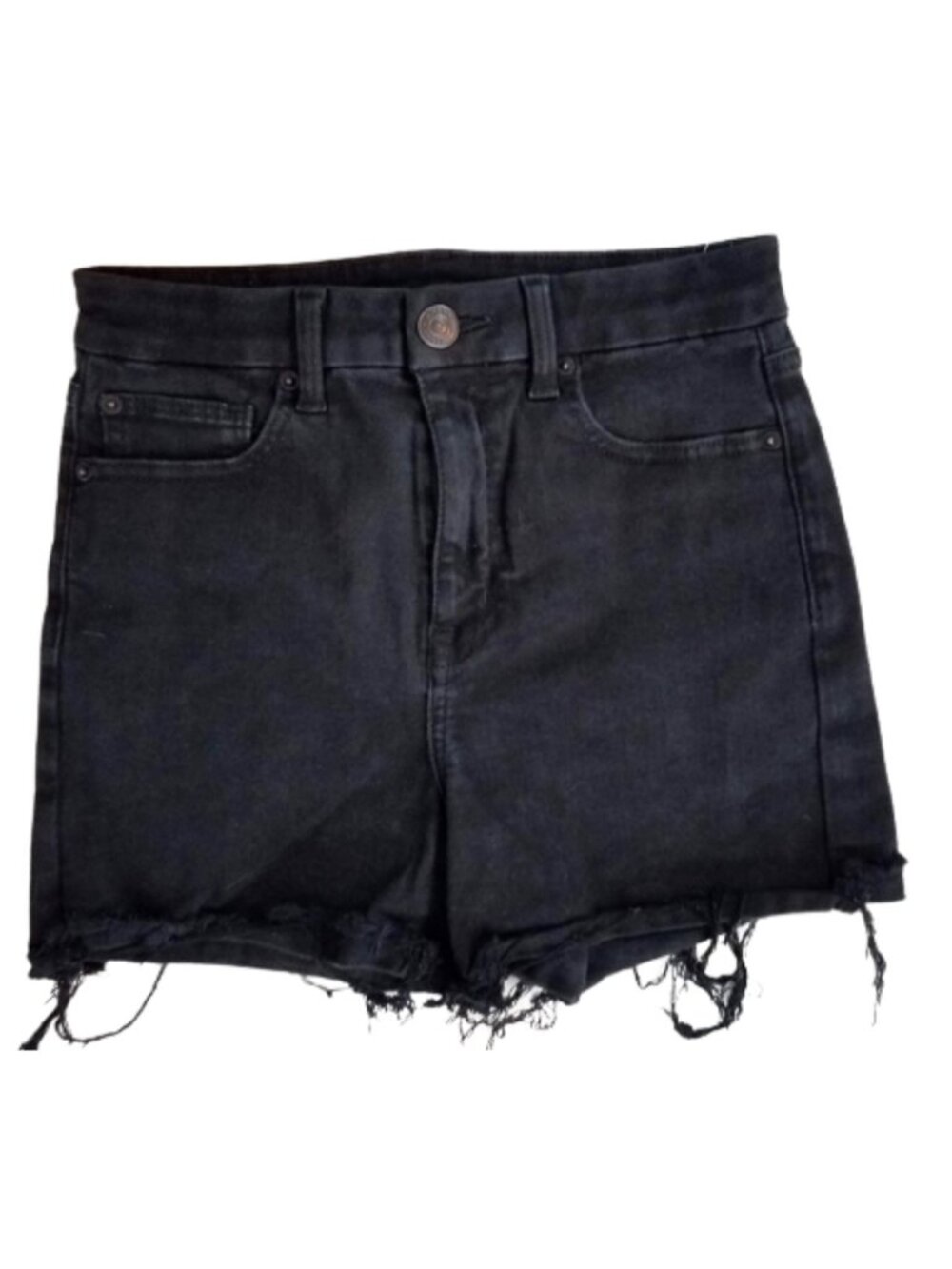 AMERCAN EAGLE Curvy Hi-Rise Shortie Black Denim Shorts - Women's 6